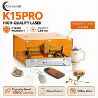 Carverall K15PRO Lasergraviergerät mit Gehäuse, 7W/12W Diodenlaser-Schneidemaschine mit Schutzabdeckung, 0,01mm Präzision 15000mm/min, 300x200mm Arbeitsbereich, WiFi AI Design App, 300+ Materialien