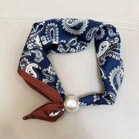 1PCS Elegant Pearl Tail Magnetic Clasp Scarf Summer New Versatile Breathable Fashion Artistic Accessory Neck Wrap Scarves
