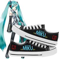 Kawaii Hatsune Miku Spring and Autumn New Anime Peripheral Flat Shoes Cute Cartoon Y2K Casual Couple Canvas Shoes Holiday Gift