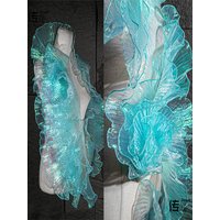 Pleated Large Lace Iridescent Gradient Organza Fabric for DIY Decorative Designer Accessories Cloth Diy Sewing By The Meter
