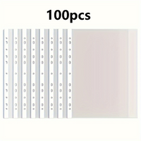 100pcs A4 file protective bag & 11 hole file bag, suitable for 2/3/4 ring binder, waterproof file protective sleeve!