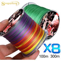 Sougayilang X8 Braided Fishing Line 100/300m Drag 22~88LB Multifilament Japanese PE Line for Bass Pike Carp Fishing Accessories