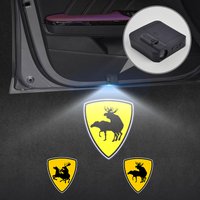For Prancing Moose Elk and Horse Emblem XC60 XC90 Car Door Light Welcome Lamp Wireless Laser Projector Auto Decoration HD LED