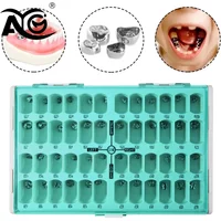 AG 48Pcs/Box Dental Crowns Preformed Metal Crown Stainless Steel Temporary Crowns Dentistry Orthodontic Material Therapy Tools