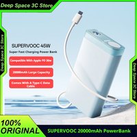 OPPO SUPERVOOC 20000mAh Power Bank 45W Fast Charger with LED Lights Portable External Battery For iPhone16 15 14 Huawei Samsung