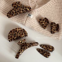 Leopard print acetic acid hair claw clip high-end women hair accessories half updo disc hair light luxury