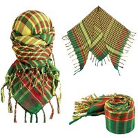 Rasta Plaid Tassel Keffiyeh Scarf Lightweight Breathable Checkered Head Wrap Neck Shawl For Cosplay Halloween Party Accessory