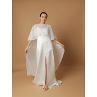 Chiffon Wedding Cloak Short Front Long Back Bride Capes Bridal Shrug Formal Party Boleros Women Capes