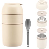 780ML Thermal Food Container Portable Double-layer Thermal Lunch Container with Spoon Leak Proof Breakfast Cup for Student Adult