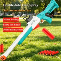 Double-Tube Spray Toy Gun EVA Soft Bullet Manually Loaded Shotgun Outdoor Sports CS Shooting Games Christmas Gift