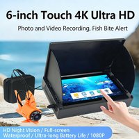 6" 4K Touch Screen Underwater Fish Finder 220° 1080P Fishing Camera IR Night Vision Monitor Ice Fishing Sport Video Camera
