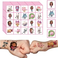 20/40pcs Kawaii Gabby Dollhouse Cats Tattoo Stickers Cute Cartoon Anime Kids Waterproof Tattoo Sticker Girls Favors Gift supplie