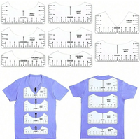 8Pcs PVC V-neck Ruler Neck Rule for Collar Round T-Shirt Measurement Tools DTF Alignment Guide Set Kit For Clothes Accessories