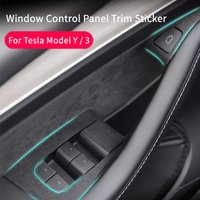 For Tesla Model Y Model 3 Highland Window Lifter Switch Control Panel Trim Sticker Suede Car Door Button Cover Car Accessories