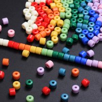 Cream Color 6.5mm 50Pcs/set Acrylic Cylindrical Loose Beads DIY Fashion Jewelry Making Bracelet Necklace Keychain Material