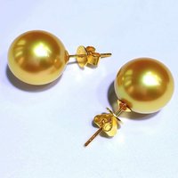 Rare Huge 12 mm Gold South Sea Shell Pearl Dangle Earring Christmas Classic Fashion CARNIVAL Aquaculture Wedding Holiday gifts