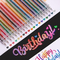8/12/18 Colors Glitter Gel Pen Set Stationery Iitems 1.0mm Gel Pens DIY Writing Drawing Stationery Back to School Supplies Gifts