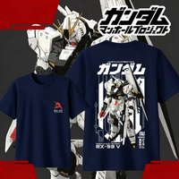 Anime GUNDAM RX-93 Cartoon Cotton T-shirt 2026 Summer Kids/Men's/Women's Fashion Casual Short Sleeved Shirt Streetwear Unisex
