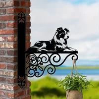 Border Collie Iron Sling Dog Sling Holder Garden Decoration Outdoor Artistic Pet Themed Sculpture