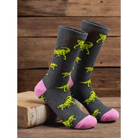 1 Pairs Men's Cool Dinosaur Print Cotton Socks Personality Novelty Jurassic Animal Pattern Mid-Calf Socks For Men Streetwear