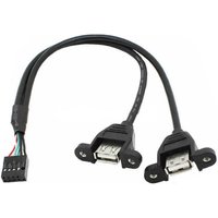 9PIN to USB Cable 9Pin 2.54mm 2.0mm to Dual USB2.0 A Female Plug Converter with Screw Hole Lock Panel for Motherboard Mount Cord