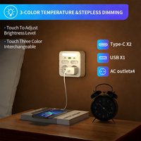 Wall Socket Power Strip with 4 AC Outlets 2 USB Ports 1 Type-C EU Plug Charger Electrical Switch For Home Power Socket