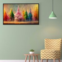 Painted Trees 5D DIY Full Drill Round Diamond Painting Kit Home Decor 80x40cm