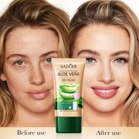 Aloe Vera BB Cream,Hydrating & Concealing Full Coverage Foundation Makeup,Liquid Face Base Foundation Coverage Concealer