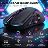 Wired Gaming Office Mouse 7200DPI RGB Backlit Mouse 6 Adjustable DPI Levels/10 Programmable Buttons/Back to Desktop Button Mouse
