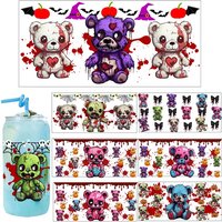 Funny Horror Spooky Vibe Doll Artwork UV Sticker Party DIY Decals 3D transfers uvdtf tumbler seal stickers 16oz uv dtf cup wraps