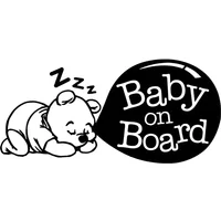 "BABY ON BOARD" Cute Cartoon Car Sticker Tail Warning Logo Decals 17.8cm*8.4CM