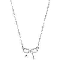 Real 925 Sterling Silver Mini Hollow Bowknot Pendant Chain Necklace for Women Cute Fine Jewelry Minimalist Accessories