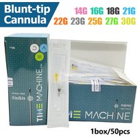 50 sztuk / pudełko Jednorazowa kaniula z tępą końcówką 14G 16g 23G 25G 27G 18G 22G 50mm 70mm Tępe igły do tatuażu do przekłuwania ciała Strzykawka do kaniuli
