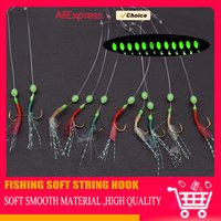 Mrlurion 5bags 10hooks a bag Fishing Wobbler Sabiki Bait Fishing Hooks Rigs, Luminous Bean Ocean Fly Saltwater String Hook Lure