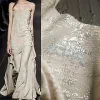 Ironed Silver Glossy Beige Fabric for Diy Sewing Skirt Overcoat Fashion Clothing Designer Fabrics Material Cloth