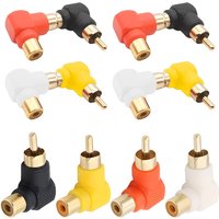 4Pcs Gold Plated Elbow RCA Connector RCA Male Plug 90 Degree Right Angle Audio Female Jack Socket RCA Adapters