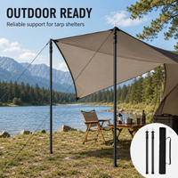 Tarp Poles 2 Pack, A6063 Anodized Aluminum, Reinforced Lock, Adjustable 95-230cm, Black, with Caps and Storage Bag for Camping