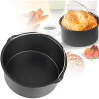 8/7/6 Inch Non-Stick Baking Mold Air Fryer Pot Round Tray Pan Roasting Pizza Cake Basket Bakeware Kitchen Bar Cooking Accessory