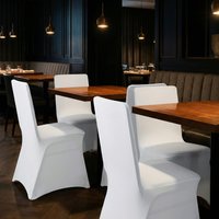 Elegant Matte Stretch Chair Covers for Weddings & Celebrations – Soft, Wrinkle-Resistant Slipcovers in Classic White | Pack Options: 50 / 100 / 150 / 200 pcs