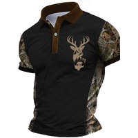 The new men's short-sleeved POLO shirt for summer 2025 features a casual fashionable and breathable 3D pattern print