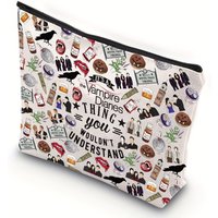 1pc The Vampire Diaries TV Show Inspired Official Logo & Iconic Symbols Makeup Bag - Collectible Gift for Girls, Women