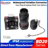 CNLINKO BD20 PBT Plastic IP68 Waterproof Electrical Connector Welding Cable Panel Panel Power Connectors Male Female Plug Socket