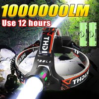 Rechargeable LED Headlamp 1000000LM Head LED Front Flashlight Most Powerful Long Range Headlight Outdoor Fishing Camping Lights