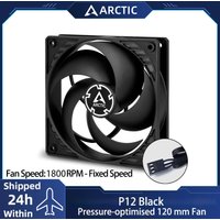 ARCTIC P12 - PC Fan, 120mm Case Fan, Pressure-optimised, Quiet Motor, Computer, Fan Speed: 1800 RPM - Black
