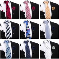 55 Styles Men Tie Sets 3 Pcs Brand New Luxury Classic with Cufflinks Brooch Paisley Floral Polka Dot Patterns Wedding Business