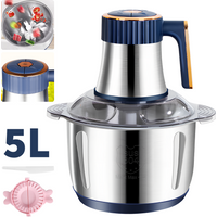 5L Electric Meat Grinder Food Processor Chopper 2 Speeds Stainless Steel Multifunctional Vegetable Slicer Chopper Food Crusher