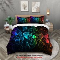 3pcs Geometric Crystal Bedding Sets 3D Printed Rainbow Pattern Duvet Cover Sets With Pillowcases No Filling Cool Visual For Teen