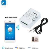 eWelinkAPP TH-16 Smart Wifi Switch 16A/3000W Monitoring Temperature Sensor RF433 remote Control Compatible with Alexa Siri