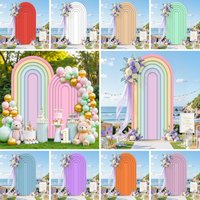 Rainbow Stripes 2-sided Arch Cover Backdrop Custom Color Baby Shower Birthday Wedding Party Decor Elastic Arched Background