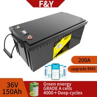 36V Lithium Golf Cart Battery 150Ah, Rechargeabel Deep Cycle LiFePO4 Batteries, 200A Smart BMS with Low-Temp Protection